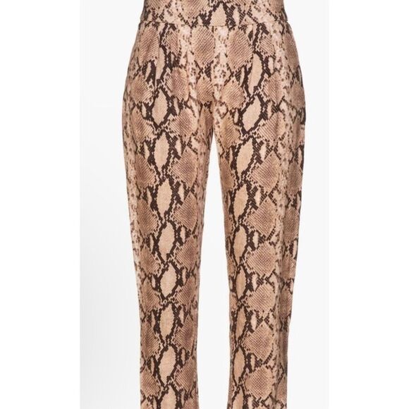 Enza Costa Women's Cropped Snake-Print Linen Tapered Pants Size 3 - Picture 3 of 8